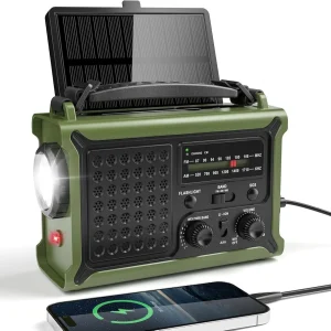 Wind Up Radio AM/FM Solar & Hand Crank Charging 12000mAh Battery 5W Flashlight