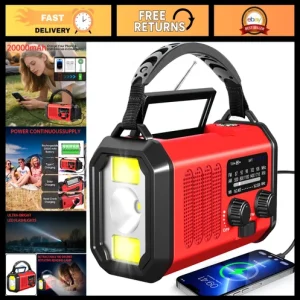 Hand Crank Solar Emergency Radio, AM/FM/NOAA, 20000mAh Battery, Flashlight, SOS,